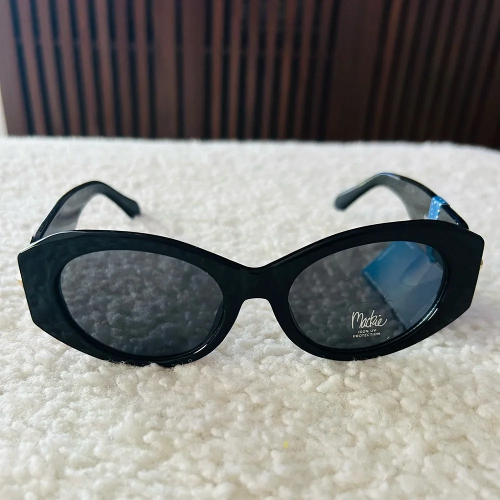 Bob Mackie Chic Black Sunglasses with Gold Accent NWT